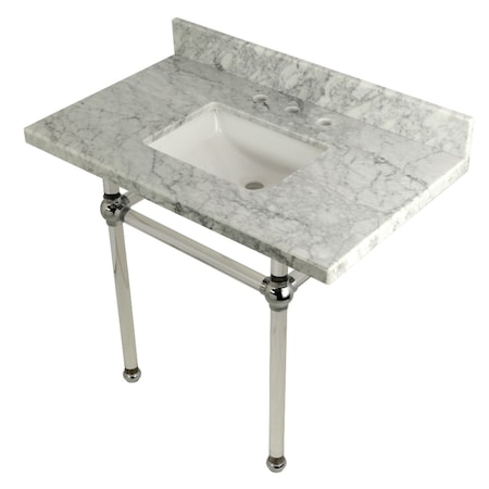 Kingston Brass 36X22 Marble Vanity Top W/ Acrylic Feet Combo, Marble/Chrome KVPB3630MASQ1